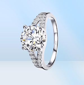 Yhamni Real Solid Silver Wedding Rings for Women Inlay Sona 2 Carat CZ Diamond Engagement Ring 925 Sterling Silver Fine Jewelry J23829811