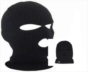 Htsport Black Knit 3 Hole Ski Mask Balaclava Hat Face Shield Beanie Cap Snow Winter Warm 2018 Summer Fashion6608151