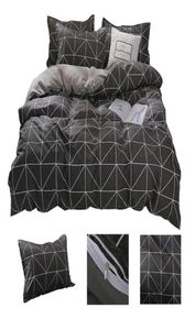 Luksusowe zestawy pościeli King Queen podwójne łóżko w kratę w kratce bawełniane arkusz kratowy projekt kołdry zestaw black2527054