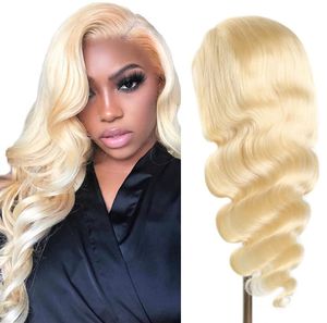 Golden Lace Front شعر بشرة بشرية عالية الدانتيل البسكان 613 الأوروبي والأمريكي أنثى Big Wave 13x4 الأمامية الدانتيل شعر شعر مستعار