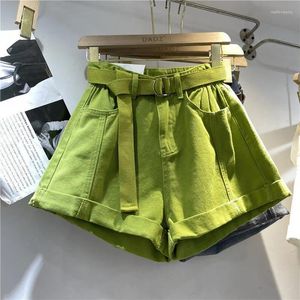 Women's Jeans 2024 Summer Fruit Green Fat Casual High Waist Curled Wide Leg Shorts Black