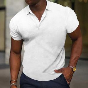 Мужская половая рубашка поло в рубашке с короткими рукавами 2024 Новая сплошная спортивная футболка повседневная футболка Q240509