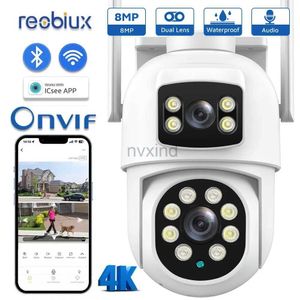 Câmeras IP Rebiux 8MP 4K Wi -Fi PTZ Câmera Lente Dual Lente 4x Zoom Color Night Vision Ai Detecção de segurança Câmera IP Câmera CCTV Monitoramento D240510