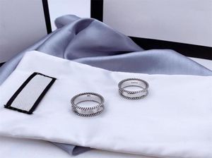 Padrão de letra anel de padrão de entrelaçamento 925 anel de prata esterlina Anel de renda áspera esculpida velha simples e versátil jóias de moda
