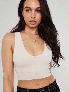 Tank da donna a maglia a maglia Crop Top V-Neck Sports Seamless Streetwear Tops Fitness Fitness Fitness Guida