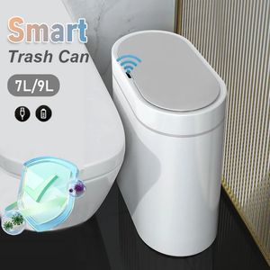 Smart Müll kann 79L Wasserpolster Badezimmer Toilettenmülle Mülleimer Küchenkörbe einstellen Automatische Sensor Wastrohr 240510