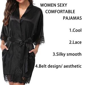 Robe feminino Mulheres IACE Pijamas de seda vestidos de roupas de dormir Males de roupas de luva de meia manga Bathrobe de banheira suave suave e confortável cor pura