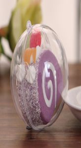 80mm Transparent Clear Plastic Opening Gift Candy Box Fillable Ball Baubles Decor Wedding Christmas Tree Decoration Party Supplies9140360