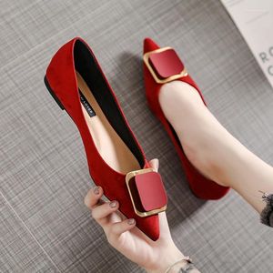 Casual Shoes Brand 2024 Flats Women Flock Soft Soled Ballets Ladies Pointed Toe Party Bridesmaid Wedding OL Office