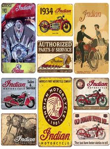 Indian Style Retro Motorcycle Oil Tin Sign Decoração de placa de metal pinturas de placas para barra de garagem Placa de ferro Posters de placa de parede