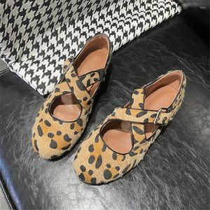 Sapatos casuais estampas de leopardo tiras cruzadas femininas planos de balé dança ladies haves havalha lento mocassins 2024 alpargatas planas