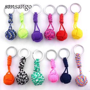 Keychains Lanyards New Weaving Umbrella Rope Keychain Outdoor Survival Tactics Military Umbrella Rope Pendant Rope Ball Keychain J240509