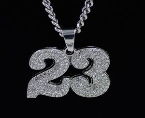 Uodesign Big Size Number 23 Jersey Pendant Necklace Gold Color Round Cut Rhinestone Simulated Diamonds Sporting Jewelry2895075