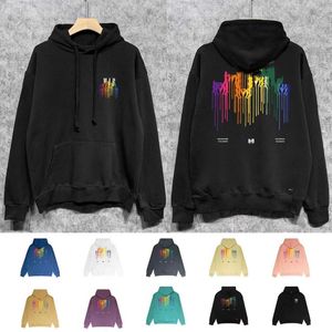 Herrtröjor tröjor designer gradient stänk färg tryck flerfärgad långärmad hoodie street lös ren bomulls hoodie för män och kvinnor64i2