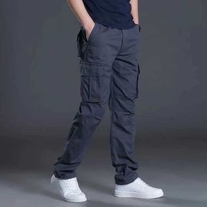 Men's Pants New Spring and Autumn Mens Cargo Pants Cotton Multi Pocket Casual Pants Mens Straight Pants Fashion Solid Jogger Trousers Mens Street ClothingL2405