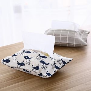 Neues Baumwoll- und Leinen Papiertuch Set Stoff Tissue Box Beutel Staubdichte wasserdicht für Auto -Büro -Innenpreis -Tissue -BoxePortierstofftuch Handtuch Set tragbar