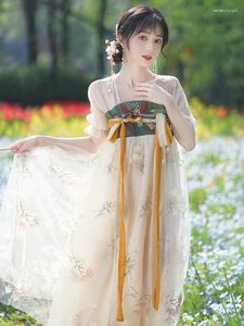 Vestidos de festa sweetxue 2024 verão hanfu mulheres estilo chinês bordou retchwork chiffon fada girl vestido princesa feminina vestidos de