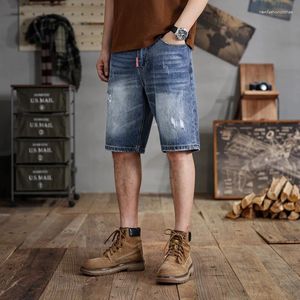Herren Jeans 28-48-Größe Ripped Denim Shorts Loose Elastic Middle Hosen Sommer Vintage Trendy Casual Plus Size
