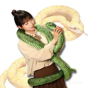 Simulation Giant Python Plush Toy Long Snake Yellow Orange Green Python Plush Toy Decorated House Holiday Decoration Trick Props 240507