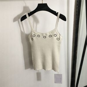 Womens Cropped T Shirts Knits Top Embroidered Knitted Vest Sling Tank Women Tops Yoga Tees
