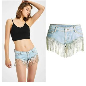 Shorts femininos Super shorts jeans Womens Electro Bar Bung Disco Nightclub Fringe Hip Lift Sexy Wide Denim Shorts Slim Hip Lift Troushers Y240504