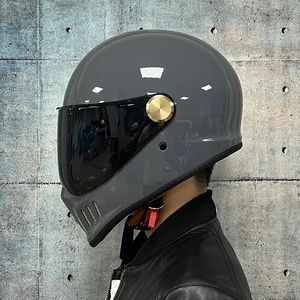Dotapproved MotorCycle Fullcover Vintage Helmet Cafe Cruiser PC Lenses Suede Foder 240509