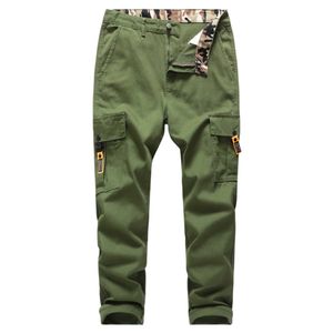 Men's Pants Mens straight non elastic cotton fashionable shoulder straps with 6 pockets cargo pantsL2405