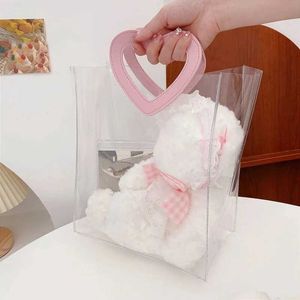 3Pcs Gift Wrap Transparent Gift Bags Waterproof Pvc Gift Packaging Candy Clothing Shopping Love Handbag Valentines Day Wedding Party Favors