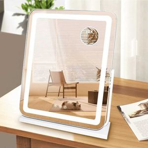 Compact Mirrors Illuminated vanity mirror illuminated makeup with detachable 10X magnifying glass adjustable brightness in 3 colors Q240509