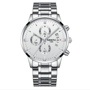 Nibosi Brand Quartz Chronograph Stopwatch Mens Watches rostfritt stål Band Watch Luminous Date Life Waterproof Wristwatches 294C
