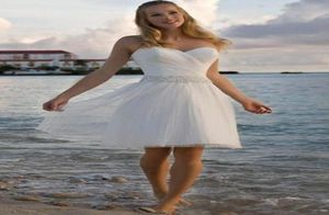 2019 New High Quality Sweetheart Rhinestone Tulle Short Casual Beach Wedding Dresses Bridal Gown 1773424017