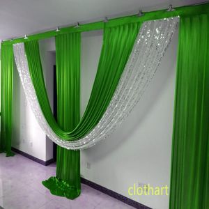 Swag o wysokości 3m o szerokości 6 m dla tle imprezy dekoracja tła Valance Wedding Back -Cloth Stage Curtain 10 stóp 20 stóp tła z cekinami 291Q