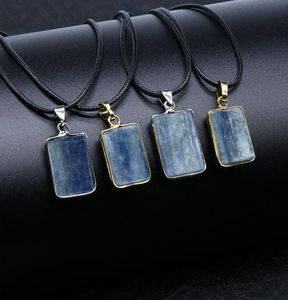 Reiki Healing Jewelry Natural Stone Necklace Rectangle Pendulum Rock Blue Crystal Kyanite Quartz Choker For Women Pendant Necklace9167928