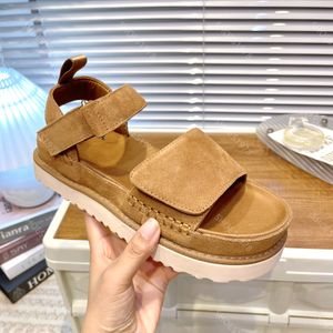 Plattformar Sandaler Designers skor för kvinnor mode nubuck läder matsuke tjock solad sko krok loop platt häl främre bakre rem damer strand casual sandal 35-40