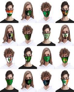 DHL Irish Green Shamrock Masks Máscaras à prova de poeira Capa de boca lavável esportes ao ar livre máscara face máscara adulta festa festa kim7036877
