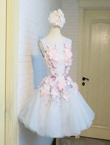 Sweety Tulle a Line Homecoming Dresses 2019 3D Floral Lace Aptique Beaded Formal Short Party卒業カクテルプロムドレスWit9956775