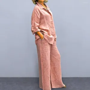 Pantaloni da due pezzi da donna accoglienti comode maniche lunghe con maniche di cotone pantaloni da camicia set da salotto casual set da donna abbigliamento da donna