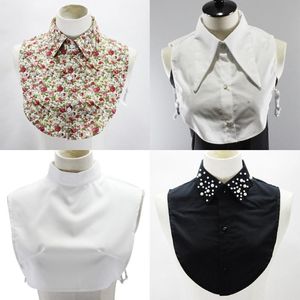 43 Stile gefälschte Kragenstand Revers Shirt abtrennbarer Kragen Frauen Vintage Spitze Blumen falsch Hemd Hemd Bluse Faux Col 182k