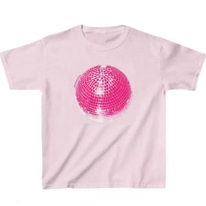 Y2K HARAJUKU TOPS Kobiety Disco Ball Print T-shirts Utreetwear Crop Top Esthetic Gothic Baby Tees Slim 2000s Vintage Emo Girls 240510