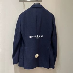 Mężczyźni Blazers Winter Brioni Silk Wool Wool Blue Button Separat