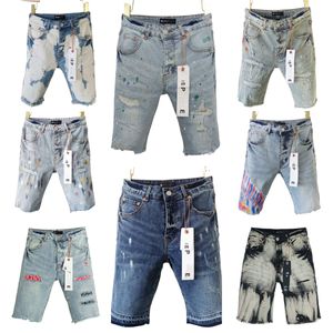 Purple Designer Mens dżinsy szorty hip hop swobodny krótkie kolano długość dżinsów 29-40 Man Man Summer Wear Shorts High Street Denim dżinsy