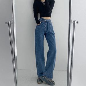 Frauen Jeans Frühling Pendler High Street Style High Taisten Weitbeinhosen Oberschenkel Persönlichkeit Casual Wey Sexy Show Taille Taille dünn