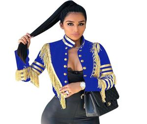 Women's Jackets 2021 Arrival Fashion Casual Gold Stripe Tassels Jacket Women Slim Short Coat Outwear Fall And Spring Clothing Ps Size 3XL4079536