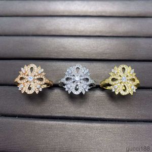 Tiffanyjewelry Heart Gold Designer Rings for Women Luxury Jewelry Snowflake Ring V Gold Inlaid med full diamant Lucky Sunflower Light Lu FSXL FSXL FSXL