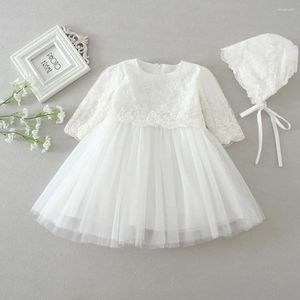 Girl Dresses Christening Kids Elegant Clothes Baby Dress Long Sleeves With Hat