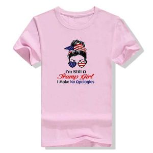 T-shirt damskiej T-shirtim wciąż Trump Girl Nie przepraszamy patriotycznych topów Lady Kreatywne krótkie łydki Vintage Casual Ubrania TS Y240509