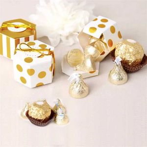 3pcs Geschenkverpackung Mini schöne goldene runde Polka Punkt Gold gestreiftes Papier Süßigkeitenschachteln für Babyparty Geschenkbox Geburtstag Hochzeitsfür Favor Box