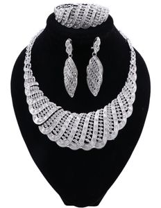 New Nigerian Wedding Woman Accessories Jewelry Set Whole Statement Brand Jewelry Set Dubai Silver Plated Jewelry Set4224298