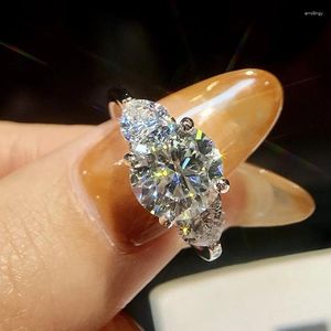 Ringos de cluster Diamondworld 3ct Big Moissanite Diamond for Women Double Heart Zircon 925 Sterling Silver Eternity Engagement Jóias finas