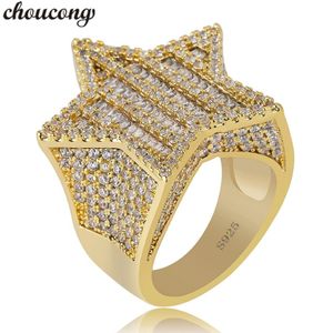 Choucong Star Male Hiphop Ring Pave Pave AAAA CZ 925 Sterling Silver Anniversary Party Band Rings for Men Women Rock Rock Iced Out Jewelry 244e